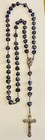 Vtg Rosary Beads Blue Heart Cloisonne Christian Prayer Crucifix Center Medal
