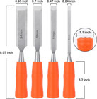 4-piece Wood Chisel Set     Steel-end Woodworking Tools With Grip Handles