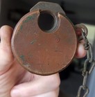 Antique C 1910 Miller Champion 6 Lever Brass Bronze Pancake Padlock Lock No Key