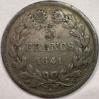 1841-a France 5 Francs Very Fine Vf Coin  14795