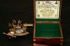 Antique Working Vintage Nautical German Marine Brass Sextant With Wooden 