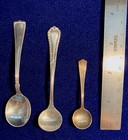 Vintage  Sterling Silver  Salt Cellar Spoons  Group Lot Of  3 