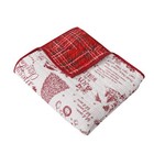 - Yuletide - Holiday Quilted Throw 50x60in  - Christmas Holiday Script - Red    