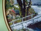 Vintage Petit Point Needlepoint  Winter Country Scene  Cottagecore Framed  24 Ct