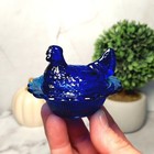Mosser Cobalt Blue Glass Hen On Nest Salt Dish  Mini Chicken  Vintage Style