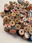 Lot  110  Vtg Wooden Spools Thread Variety Brands Colors Materials Sizes
