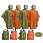 3 In 1 Outdoor Military Raincoat Hooded Sleeve Waterproof Rain Poncho Camping Hi