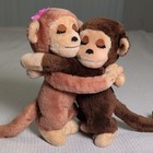 Dakin 1979 Vintage Hugging Monkey Plush Pair Brown   Pink Small 6-14 In