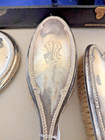 6 Pc English Sterling Silver Vanity Set W case 1919 Birmingham Mirror Brush Comb