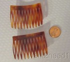 Antique French Celluloid Hair Combs Multicolor Rhinestone Jeweled 20s Art Deco