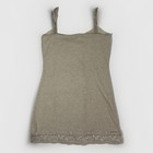 Womens Lace Trim Cami Tank Top Medium Beige Neutral Spaghetti Strap Y2k