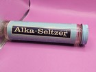 Vintage Glass Tube Bottle Of Alka-seltzer Tablets In 6  Antique Paper Label Teal