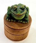 Frog Toad Trinket Box - Faux Wood