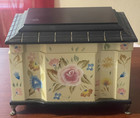 Vintage Hand-painted Wooden Jewelry Box Chest Mirror Made In Taiwan Shabby Chic