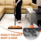 Rubber Broom And Carpet Rake For Pet Hair Removal  49 Inch Three Orange