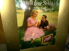 1954 Schlitz  man   Woman At Picnci  Self-framed Sign 