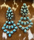      Stunning Turquoise   Sterling Silver Statement Earrings      Nwot     