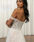 Strapless Wedding Dress Tulle A Line Off Shoulder Zipper Pleats Bead Bridal Gown