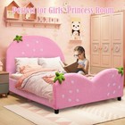 Topbuy Pink Kids Upholstered Twin Bed Toddler Bed W  Adjustable Non-slip Feet