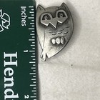 Owl Brooch Pin Pewter Metal  Signed Metzke Figural Bird Estate Jewelry Vintage
