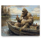 Vintage Sasquatch Bigfoot Art Print Fly Fishing Artwork Hunting Cabin Wall Decor