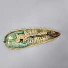 Vtg Pottery Frog On Leaf Incense Stick Holder Ash Collector Trinket Ring Dish