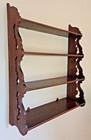 Antique Victorian Large Ornate Cherry Wood Wall 4 Tier Display Shelf  1880s