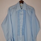 Vintage Aftersix Shirt Mens 16 5  34 Blue Ruffle Tuxedo 70s Disco Big Collar  