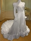 Alfred Angelo Women   s White Vintage Satin Wedding Gown With Lace Details Size S