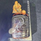 Antique Japanese Inro 5-case Black Lacquer Engraved Netsuke Ojime Edo Period