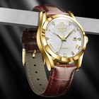 Luxury Men Watch Quartz Date Analog Luminous 3atm Waterproof Leather Wristwatch