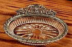 Matson Trinket soap Dish Silver Tone Metal Ornate Filigree W pressed Glass Mcm