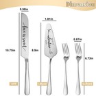 Silver Engraved Wedding Cake Knife Fork Server Cutting Set Mr And Mrs 4 Pcs