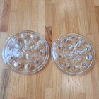 Set 2 Vtg Heavy Clear Glass Floral Frog 16 Hole Flower Hold 5  Botanical Garden