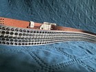 Vintage Silver Leather Studded Belt Grommets Cone Studs Punk Rock Goth Metal 45   