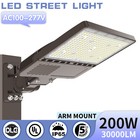 200w Led Parking Lot Shoebox Pole Light Fixture 5000k Daylight With Dusk To Dawn