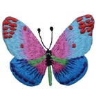 Butterfly Applique Patch - Blue   Pink Embroidered Insect Badge 2   iron On 