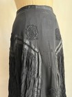 Antique 1900s Black Shirred Cotton Lace Skirt Train S