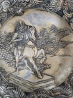 Antique Japanese Meiji Bronze  Gilt Plate Charger Samurai Warrior Dragons 10