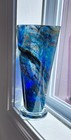 Mint Condition Vintage Cobalt Blue Swirl Colors Large 12 h Vase Hand Blown 4 Lb 