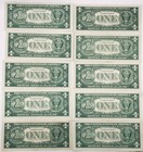 1957   1 One Dollar Blue Seal Silver Certificate Note  Currency Lot Of 10 Nice