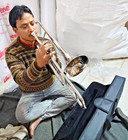 Trombone 3 Valve Brass Metal   Water Key In Chrome Polish cushion Box  Free Ship