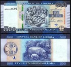 Liberia 500 Dollars 2024  Unc  2 Pcs Pair  Consecutive  P-new