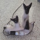 Ceramic Siamese Cat Pair Corded Plug-in Night Light Lamp  Gray black Glossy