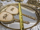 Vintage 24k Gold Plate 9 Piece Vanity Set  Mirror Brush Large Tray   stylebuilt 