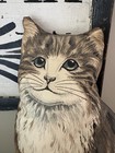 Vtg Cat Shaped Pillow 3d Cut-and-sew Cat With Blue Eyes Cottage Country 13 