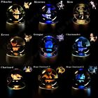 Pokemon 3d Crystal Ball Pokeball Led-light Pikachu Squirtle Charmander Bulbasaur
