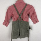 Nwt Isar Trachten Kids 2pc Set Red Shirt Gray Suede Lederhosen Short Eu Size 104