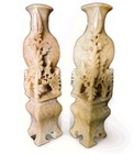 Antique 1930s 20th Century Chinese Hand Carved Sospstone Vase Urns Antique Decor