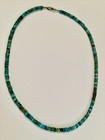 Southwestern 4mm Turquoise Heishi Bead Necklace 17    Sterling Silver Clasp     